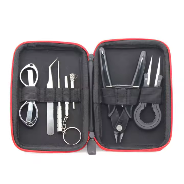 Kit De Herramientas Para Vape 9 En 1 Mini Billetera De Vape Con Jig De Bobina Aretes Y Tijeras Herramientas De Reparación Para Cigarrillos Accesorios De Vape - 1