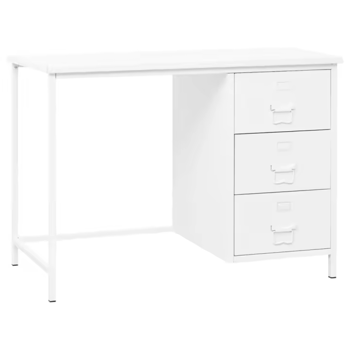 vidaXL Escritorio industrial con cajones acero blanco 105x52x75 cm - 1
