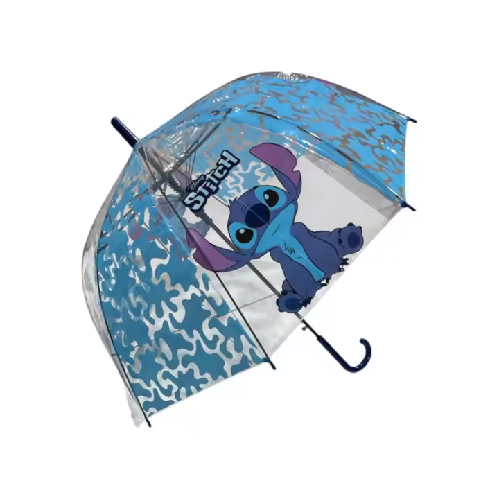 stitch paraguas transparente/polyester azul automatico 48cm-disney - 1