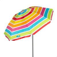 Aktive - Sombrilla playa a rayas multicolor, protección UV50, mástil acero inclinable y regulable en altura, tejido poliéster Oxford, 8 varillas, incluye funda transporte con asa, sombrillas de playa - details 0