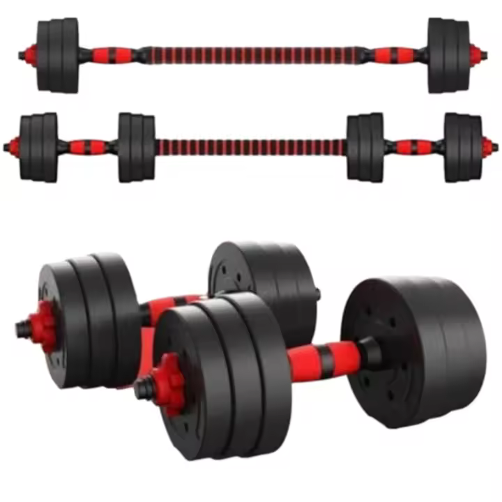2 Mancuernas 2 en 1 de 15 a 40 kg Ajustables + barra Fija de Unión de 40 cm  - Set de Pesas + Barra con Agarre - 1