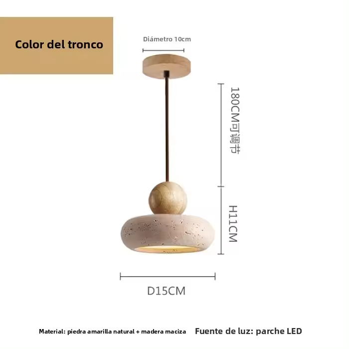 Lámpara Colgante Vintage Con Piedra Amarilla Natural Agate Ideal Para Dormitorio O Restaurante Luz LED Regulable Área De Iluminación 5-10 Metros Cuadrados - 1