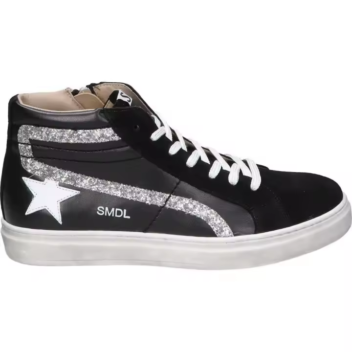 YOWAS | Zapatillas Altas Yowas para Moda Joven – Deportivas en Color Negro con Brillos y Detalles – Sneakers con Cordones – Estilo Casual – Tendencia – Versátiles – Modelo 1120 - 1