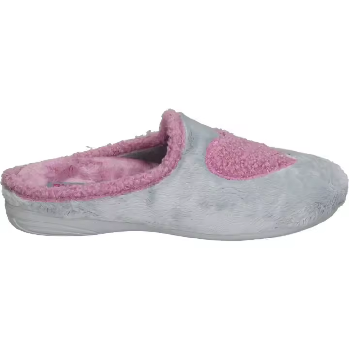 COSDAM | Zapatillas de Casa Destalonadas Cosdam para Mujer – Zapatillas de Casa en Color Gris con Detalle de Corazón en Rosa – Zapatilla sin cierres – Cómodas y Ligeras – Confort – Modelo 13039 - 1