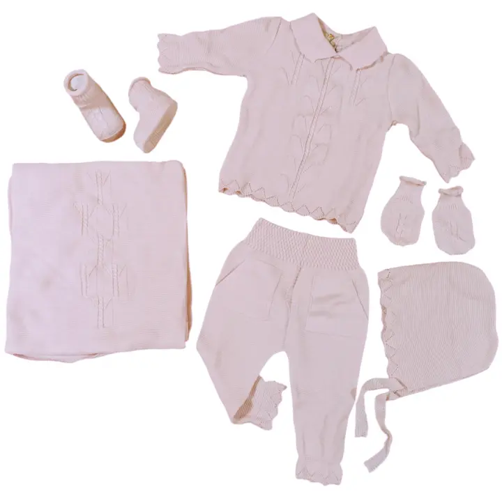 Toquilla y conjunto de Punto , set completo bebe. 6 piezas liababylove - 1