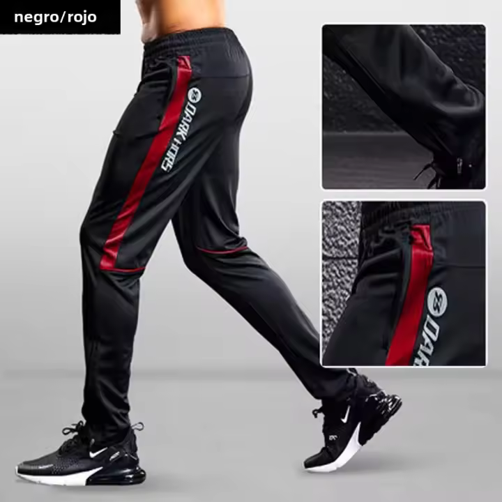Pantalones Deportivos Para Hombre Con Bolsillos Y Cierre De Cremallera Para Correr Y Entrenar Fútbol Leggings De Fitness Talla Verdadera - 1