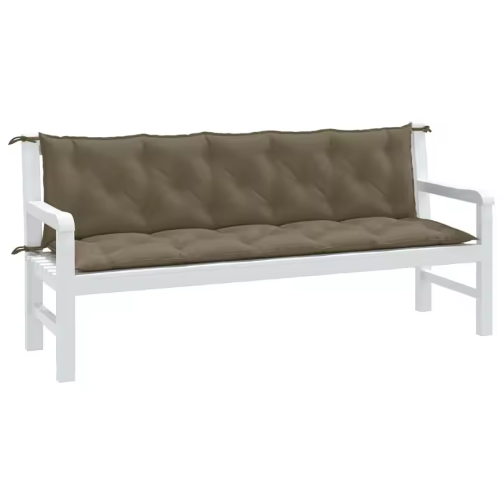 vidaXL Cojines banco jardín 2 uds tela gris taupe melange 180x50x7 cm - 1