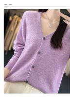 Suéter De Punto De Lana Merino 100% Para Mujer Cuello V Otoño Invierno Estilo Coreano Versátil Moda Oficina Regular Cierre Único Manga Larga - details 27