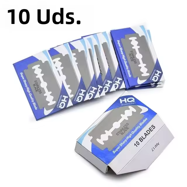 Cuchilla De Afeitar Para Hombre Con Portablanco De Acero Inoxidable Herramientas De Barbero Doble Fija Para Pelos Faciales - 1