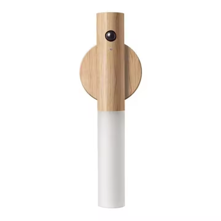 Lámpara De Pared LED Con Sensor De Movimiento Recargable Diseño De Grano De Madera Iluminación Nocturna Para Dormitorio Y Escaleras - 1