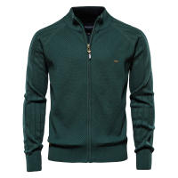 Cardigan De Algodón Para Hombre AIOPESON Estilo Casual Con Cierre De Cremallera Y Patrón Argyle Suéter De Calidad Para Invierno Basic Fashion - details 6