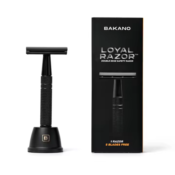 Loyal Safety Razor Bakano maquinilla de afeitar de doble filo barba, afeitadora clásica + 5 cuchillas de recambio con soporte - 1