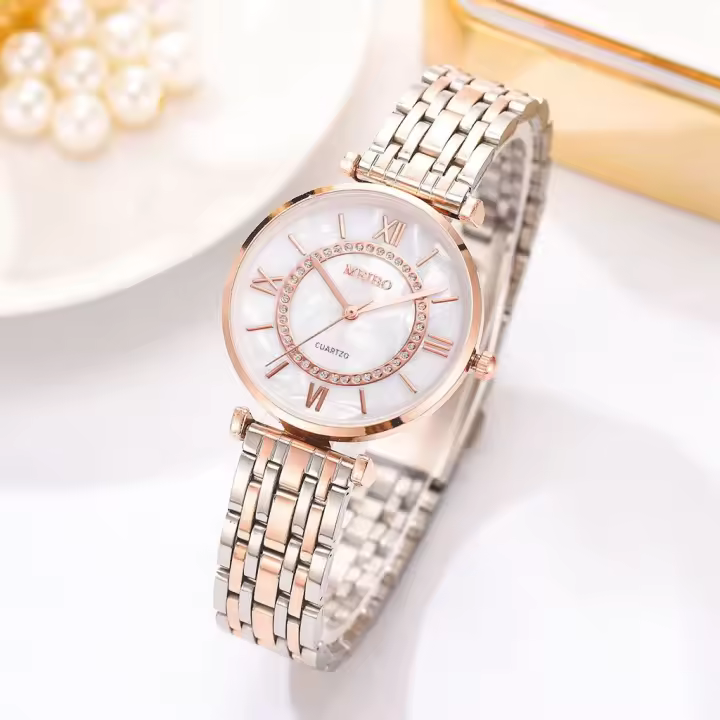 Reloj De Mujer De Lujo Con Diamantes Marca Top Moda Acero Inoxidable Correa De Malla Plateada Reloj De Cuarzo Para Females - 1