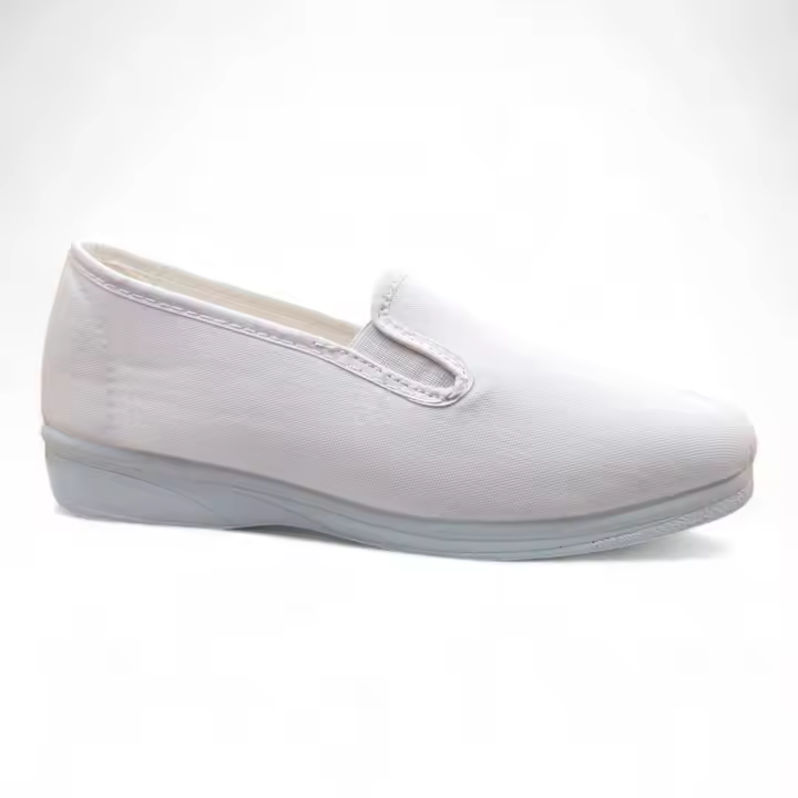 Zapatillas lona elásticos blanca con pequeña cuña - 1
