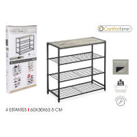 STARLEY-CONFORTIME Estanteria 3-4 niveles Metal Madera en Blanco Estanteria organizador Cocina Dormitorio Escritorio Zapatero 60 x 30 x 43 cm - details 4