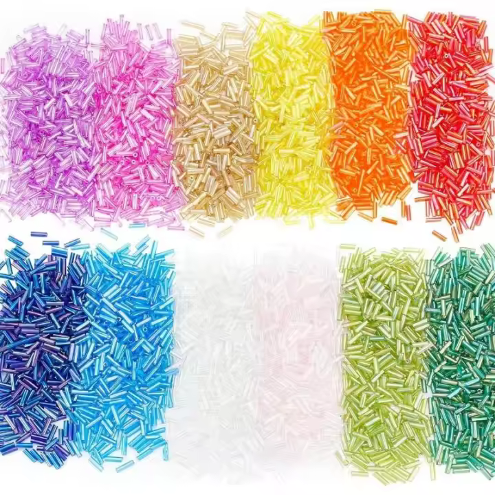 3600pcs De Cuentas De Buguey 12 Colores 6-7x2mm Cuentas De Tubo De Vidrio AB Transparentes Pequeñas Para Manualidades DIY - 1