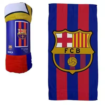 Toalla FC Barcelona, de Playa y Ducha, Licencia 100% Oficial, 70x140 cm, Roger - Kiglam - 1