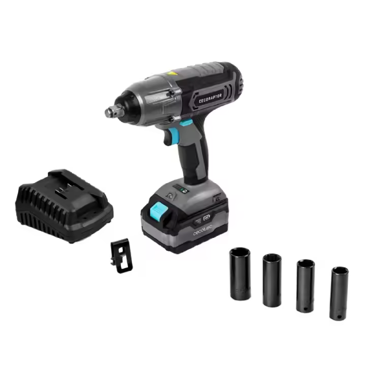 Llave de impacto de 20 V y 4.000 mAh, velocidad sin carga de 2.300 rpm, un ratio de impacto de 3.000 bpm, torque máximo de 400 Nm con 4 posiciones, luz de trabajo y autonomía de hasta 40 min. - 1