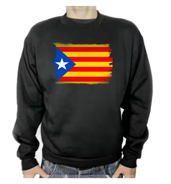 SUDADERA NEGRA CATALUÑA BANDERA EMBLEMA LOGO adulto poliester algodón sweatshirt independencia libertad catalan - 1