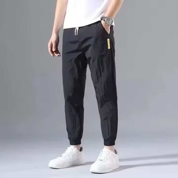 Pantalones Casuales De Verano Tendencia Pantalones Ice Silk Transpirables De Talla Grande Estilo Coreano Vintage 90s Para Hombres - 1