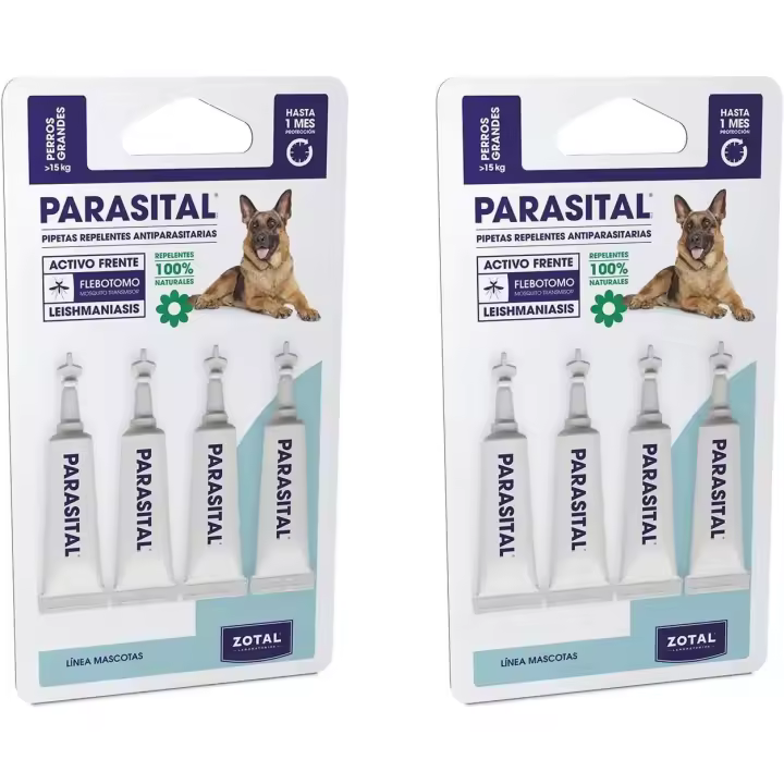 Parasital Pipetas Antiparasitarias para Perros Grandes de más de 25 kg 【PACK Ahorro de 8 x 5ml de Zotal】     【ROUA】 - 1