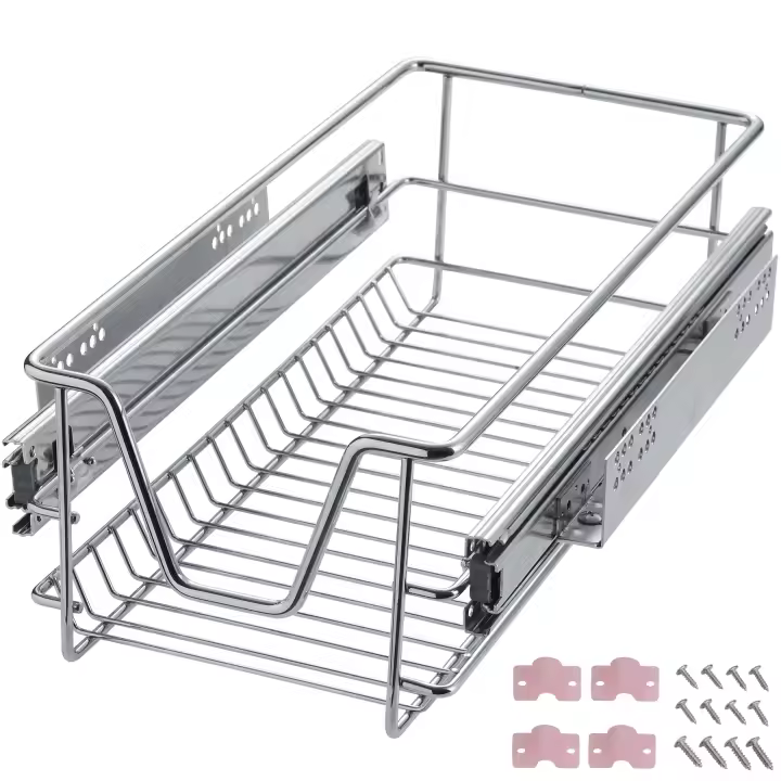 Tectake - Cajones telescópicos para cocina y dormitorio, Bandeja telescópica para armarios, Para armarios de 30 cm, 40 cm, 50 cm o 60 cm de ancho (medida exterior), Fácil montaje, Rieles totalmente extensibles, Más claridad y visibilidad en sus armarios - 1