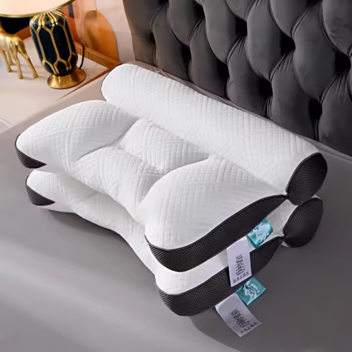 Almohada Lineaspelle, almohada cervical Lineaspelle, almohada de plumón de ganso que mejora el sueño, diseño zonificado, transpirable, suave y cómoda (gris) - 1