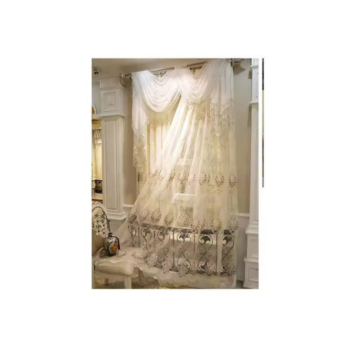 Cortina Decorativa De Bordado Soluble En Agua Europea Para Villa Lujo Cortina De Ventana Con Alta Ocultación Para Sala De Estar Dormitorio Comedor Material Poliéster Estilo Pastoral - 1