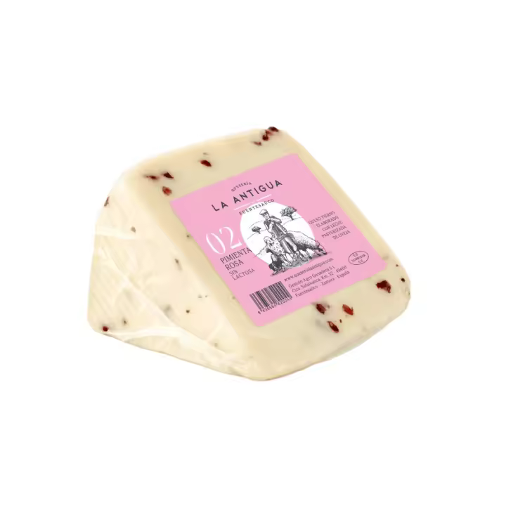 Quesería la Antigua -  Queso de oveja tierno - SIN LACTOSA - con pimienta rosa -Cuña 250gramos - 1