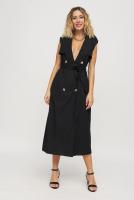 VESTIDO SAFARI NEGRO - Vestido Midi Negro, Black, Botones, Escote, Escodato, Bolsillos, Elegante, Poliester, Polyester - details 0
