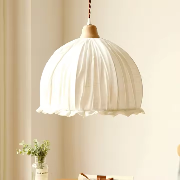 Lámpara de araña Moderna de 1 Luz, lámpara Colgante de Tela vintage, lámpara Colgante de Techo de Lino de estilo rústico ajustable para lámpara de dormitorio y lámpara de araña - 1