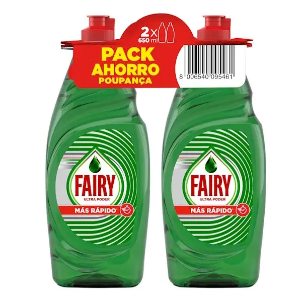 FAIRY  Duplo Ultra Poder Lavavajillas  1.300 ml Lavavajillas Líquido 2x650 ml - 1