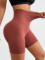 Shorts De Motociclista Para Mujer 6 Pulgadas Cintura Alta Ejercicio Running Voleibol Yoga Sin Costuras Transpirables De Nylon Y Spandex - details 5