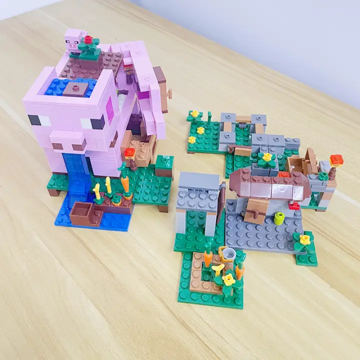 Bloques De Construcción 2-en-1 Granja Aldea Casa Del Cerdo Juguete Para Adultos Regalo De Navidad Cumpleaños 580+ PCS - 1