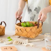 Cesta De Almacenamiento Para Escritorio Hecha De Bambú Tejida a Mano Cesta De Frutas Y Vegetales Con Mango Organizador Decorativo Para Rituales Y Costumbres - details 5