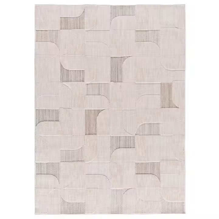 ATTICGO Alfombra de Interior Estilo Geométricas con relieve en Beige - ELEMENT 9375 | 77X150, 134X200, 154X230 cm - 1