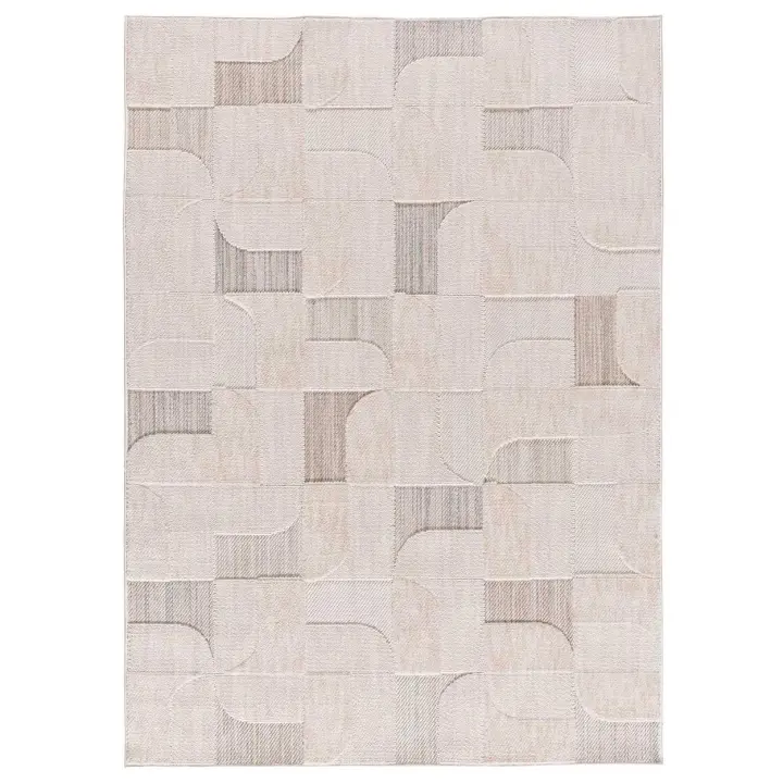 ATTICGO Alfombra de Interior Estilo Geométricas con relieve en Beige - ELEMENT 9375 | 77X150, 134X200, 154X230 cm - 1