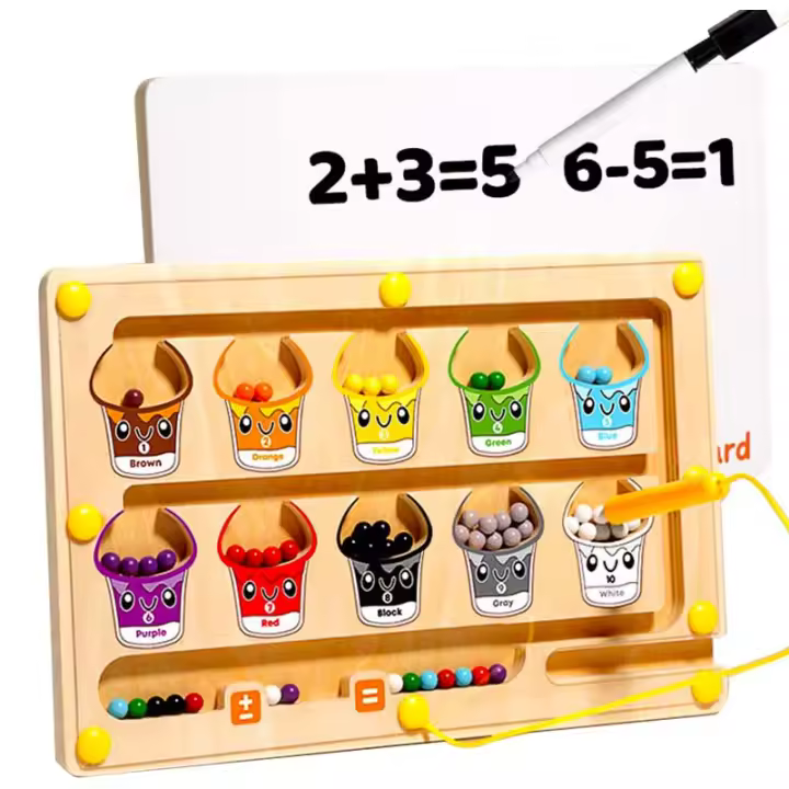 Juegos De Aprendizaje Montessori Con Mágnetes Tablero De Laberinto Juguetes Educativos De Madera Para Contar Colores Y Clasificar Números Para Niños De 3-6 Años - 1