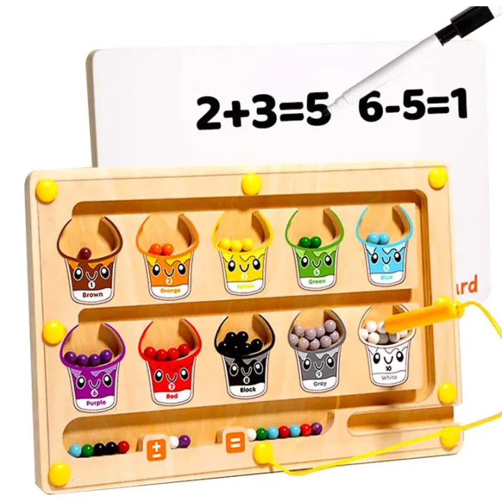 Juegos De Aprendizaje Montessori Con Mágnetes Tablero De Laberinto Juguetes Educativos De Madera Para Contar Colores Y Clasificar Números Para Niños De 3-6 Años - 1