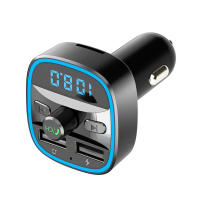 Transmisor FM Bluetooth para coche, adaptador de receptor de radio inalámbrico con luz envolvente azul y función manos libres, cargador USB dual - details 2