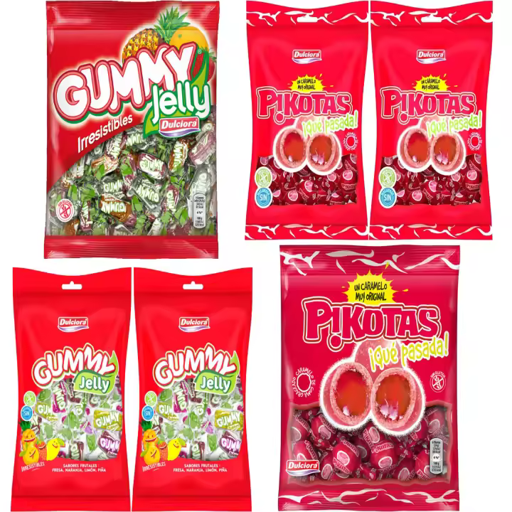 Caja regalo Dulciora:GUMMY JELLY 52G Y 100G , PIKOTAS 52G Y 100G - 1