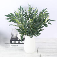 5pcs Hojas De Sauce Realzadas Con Flores De Seda Verdes Para Decoración De Hogar Jardín Vaso Decoración De Boda Y Fiesta - details 0