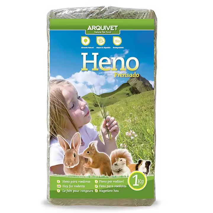 Heno Prensado para Conejos y Hámster Arquivet 1kg - 1