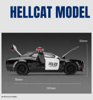 Coche De Juguete Dodge Hellcat 1:32 Metálico Con Sonido Y Luz Modelo De Coche De Policía Pull Back Para Niños - details 1