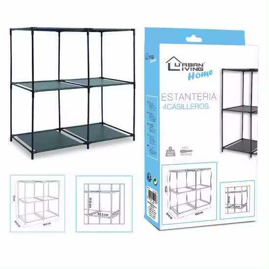 ARISE SHOP-Estantería 3/4/6 Compartimentos Negro Estantería De Cubos Negra En Tnt  Fácil De Limpiar Y Montar Encaja En Comedor Garaje Cocina Salon - 1