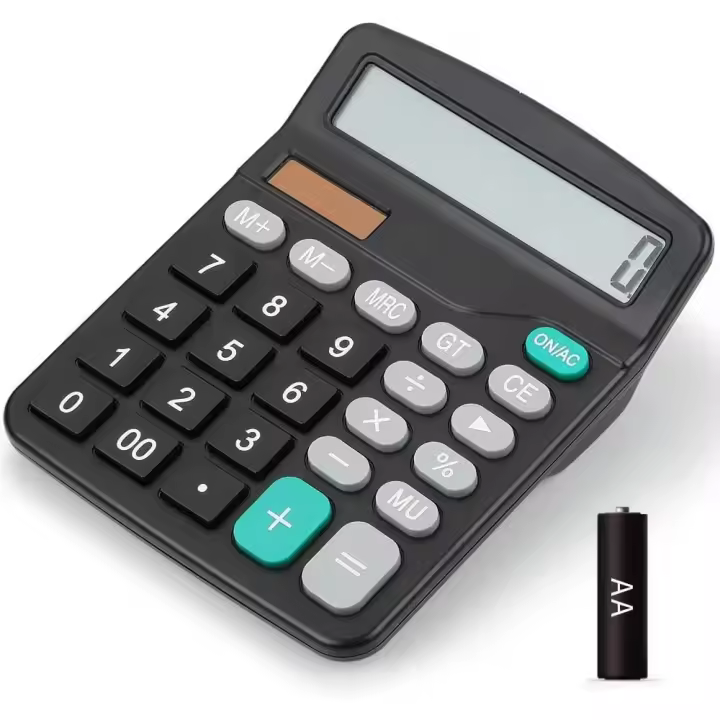 Calculadoras de escritorio con energía solar y de batería Pantalla LCD grande de 12 dígitos con batería AA incluida - 1