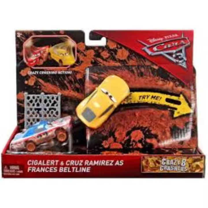 MATTEL - Pack de 2 coches - Crazy CRUZ RAMIREZ y FRANCES BELTLINE - Escala 1:55 - Inspirados en Cars 3 - Producto Oficial Disney - Pixar - Recomendado para mayores de 3 años - 1