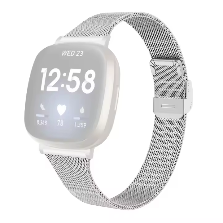 Correa de acero inoxidable para reloj Fitbit Versa 4/Sense 2, repuesto de correa de reloj inteligente milanesa - 1
