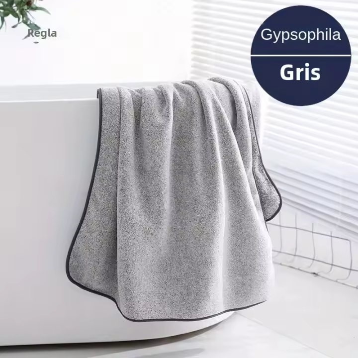 Toalla De Baño Grande De Fibra De Bambú Con Carbón Activado Y Velours Coral Antibacteriana Absorbente Para Adultos Gimnasio Deportes Estilo Sólido - 1