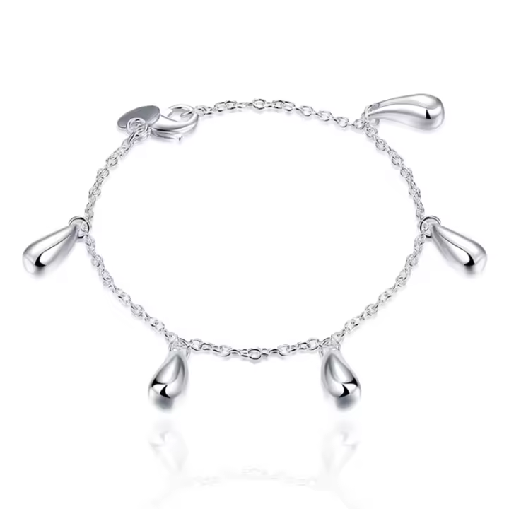 Sterg Sier Pulsera de cadena con colgante de cinco gotas para mujer - 1